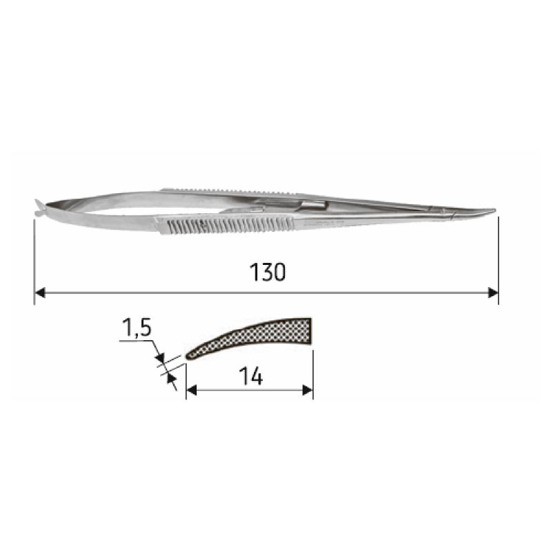 Голкотримач Castroviejo, 13 см, зігнутий, J-24-285.Surgicon